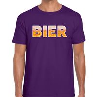 Bier tekst t-shirt paars heren - thumbnail