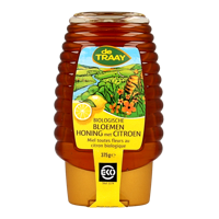 Traay Bloemenhoning met citroen knijpfles bio 365 Gram