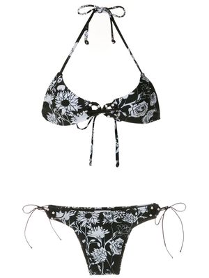 Amir Slama bikini à imprimé bicolore - Noir