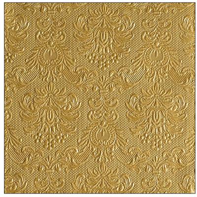 Servetten Luxe - 45x stuks - 40 x 40 cm - goud - barok patroon - 3 laags