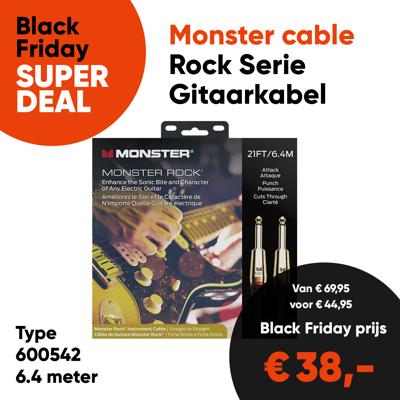Monster Cable Rock Gitaarkabel 6.4 Meter Recht / Rechte Pluggen 600542 - Aanbieding