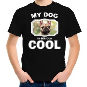 Honden liefhebber shirt Franse bulldog my dog is serious cool zwart voor kinderen