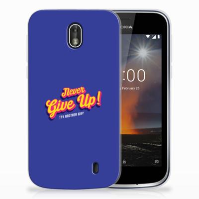 Nokia 1 | Siliconen hoesje | met naam Never Give Up