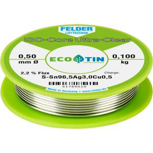 Felder ISO-Core Ultra Clear SAC305 Soldeertin Spoel Sn96,5Ag3Cu0,5 0.100 kg 0.5 mm