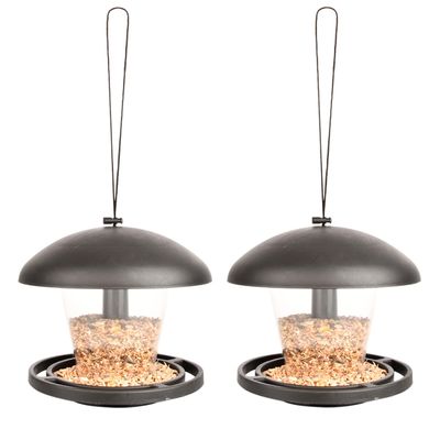 2x stuks kunststof vogel voedersilos 16 cm aan hanger