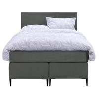 Leen Bakker - Boxspring Liv Egaal - 120x200 Cm - Slanke Poot - Stof/Velvet - Grijs