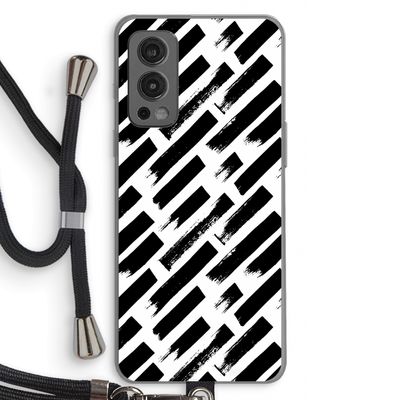 Zwarte vegen: OnePlus Nord 2 5G Transparant Hoesje met koord