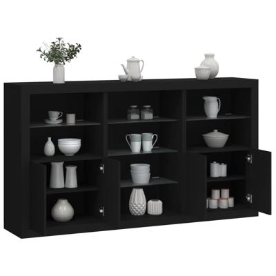 Dressoir met LED-verlichting 181,5x37x100 cm zwart