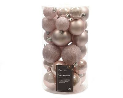 30 onbreekbare kerstballen mixkoker poeder roze