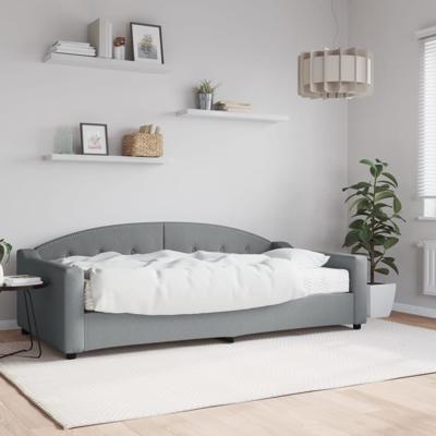 Slaapbank met matras 100x200 cm stof lichtgrijs