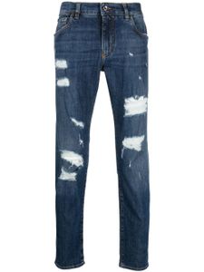 Dolce & Gabbana jean droit à effet usé - Bleu