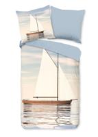 Good Morning Dekbedovertrek "maritiem/ zeilboot" - Blauw - (135x200 cm) - Katoen