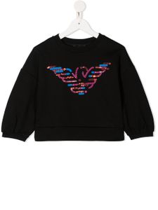 Emporio Armani Kids sweat à logo brodé de sequins - Noir