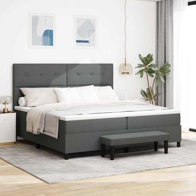Boxspringbed met matras en bank stof donkergrijs 200x200 cm
