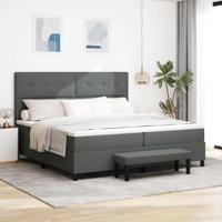 Boxspringbed met matras en bank stof donkergrijs 200x200 cm
