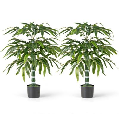 Set van 2 Kunstplanten 100 cm Kunstboom met Pot Stammen en Verstelbare Takken Kunstplant voor Thuis Kantoor Bamboedecoratie