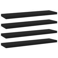 Wandschappen 4 st 40x10x1,5 cm bewerkt hout zwart