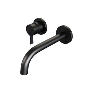 Brauer Black Edition Wastafelmengkraan inbouw - gebogen uitloop rechts - hendel middel dik - model E2 - mat zwart 5-S-083-B1-65