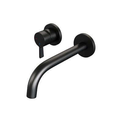 Brauer Black Edition Wastafelmengkraan inbouw - gebogen uitloop rechts - hendel middel dik - model E2 - mat zwart 5-S-083-B1-65