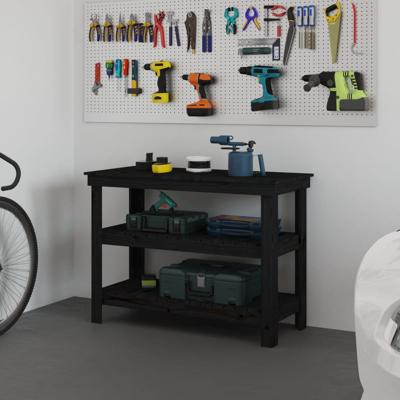 werkbank 110,5x50x80 cm massief grenenhout zwart
