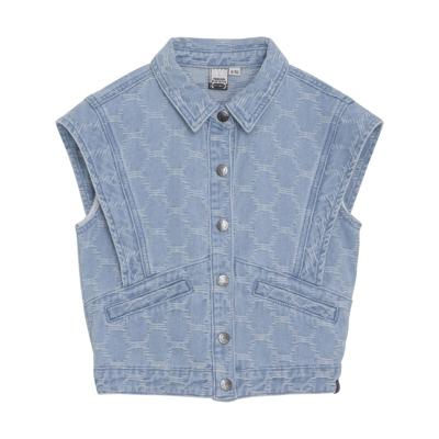 Sleeveless Fancy Denim Gilet Light Denim Blue