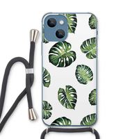 Tropische bladeren: iPhone 13 Transparant Hoesje met koord