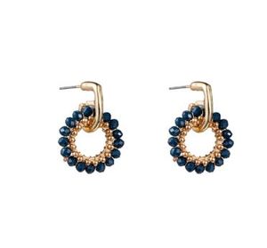 Day&Eve Oorbellen Small Beads Blue Circle Goud