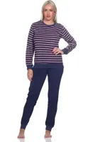 N dames pyjama badstof - Small Stripes - Warme winter pyjama