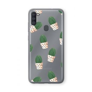 Cactusprint roze: Samsung Galaxy A11 Transparant Hoesje
