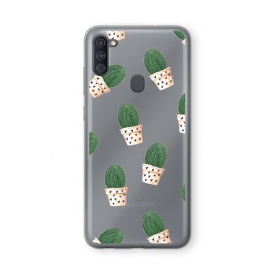 Cactusprint roze: Samsung Galaxy A11 Transparant Hoesje