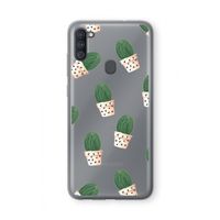 Cactusprint roze: Samsung Galaxy A11 Transparant Hoesje Cactusprint roze: Samsung Galaxy A11 Transparant Hoesje