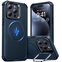 iPhone 15 Pro Max Cyber Tough Case with Stash Stand (HaloLock) - Dark Blue