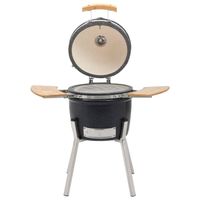 The Living Store Kamado Barbecue - Keramisch - 27 cm - Inclusief thermometer Kolen - hout - Grillen - bakken -