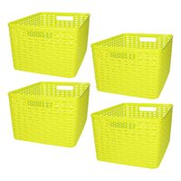 Opbergmand/kastmandje - 4x stuks - 18 liter - groen - kunststof - 28 x 38 x 19 cm