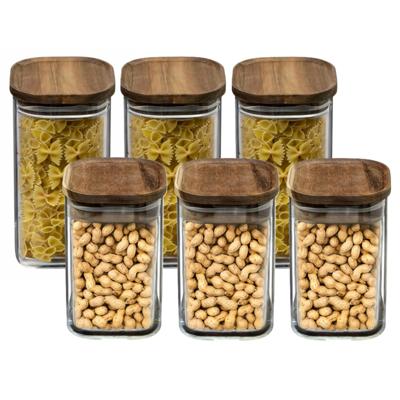 Set van 6x keuken voorraadbussen/potten glas 0.9 en 1.3 Liter inhoud