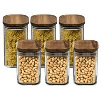 Set van 6x keuken voorraadbussen/potten glas 0.9 en 1.3 Liter inhoud