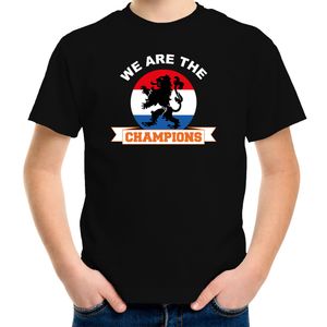 Zwart t-shirt Holland / Nederland supporter we are the champions EK/ WK voor kinderen