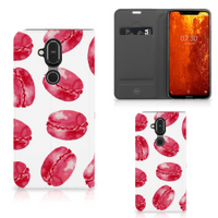Nokia 8.1 Flip Style Cover Pink Macarons - thumbnail