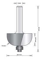 8 MM HOLPROFIELFREES MET ONDERLAGER 25.4X52X7