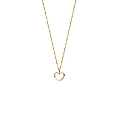 14k Geelgouden Collier met Hart Hanger - Verstelbaar 41-45 cm