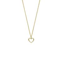 14k Geelgouden Collier met Hart Hanger - Verstelbaar 41-45 cm