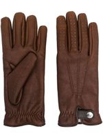 Brunello Cucinelli gants en cuir à design perforé - Marron