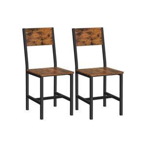 Set van 2 eetkamerstoelen met metalen frame, Vintage bruin + zwart-1