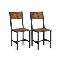 Set van 2 eetkamerstoelen met metalen frame, Vintage bruin + zwart-1