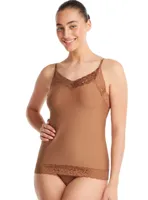 Secrets kanten dames hemd Spaghetti - Hazelnoot - Invisible dames onderhemd naadloos