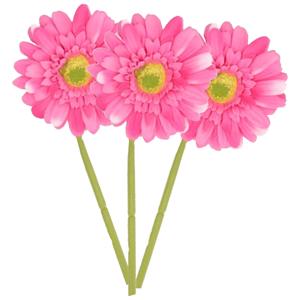 Kunstbloem Gerbera - 3x - 72 cm - fuchsia - Real Touch - kunst zijdebloemen