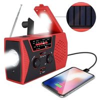 Draagbare noodradio met handslinger, Powerbank en SOS-alarm - rood