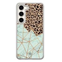 Samsung Galaxy S23 hybride hoesje - Luipaard marmer mint