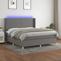 Boxspring met matras en LED stof donkergrijs 180x200 cm