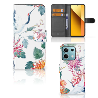 Xiaomi Redmi Note 13 5G Telefoonhoesje met Pasjes Bird Flowers - thumbnail